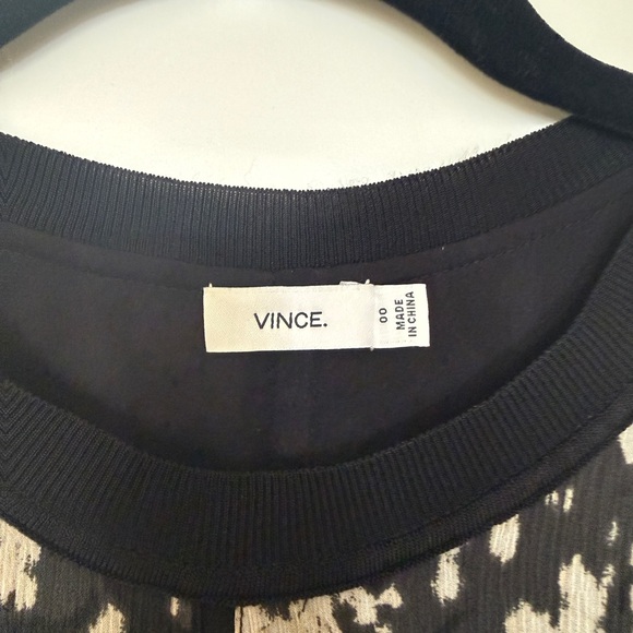 00 Vince Black Silk and Basketweave Pattern Shift Mini Dress - Picture 5 of 6